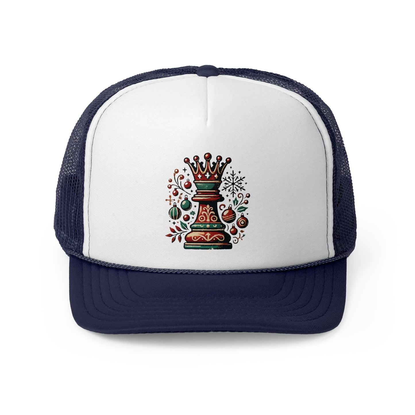 Gorra Trucker Navideña Reina de Ajedrez – Estilo Vintage y Festivo   Hats  24.00 Navy-One-size