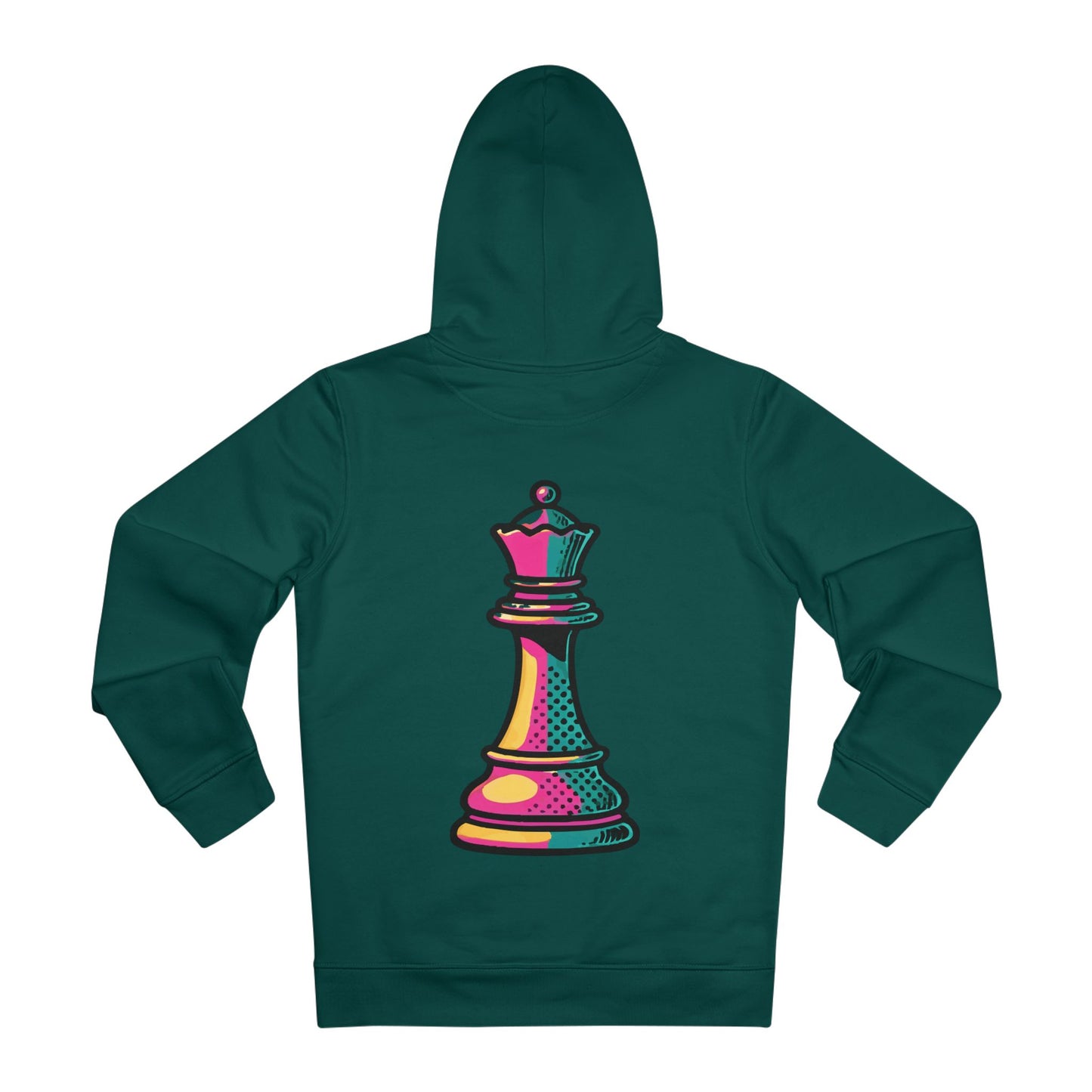 “Hoodie Unisex con Capucha Reina de Ajedrez – Diseño Pop Art Sostenible”   Hoodie  72.00 Glazed-Green-3XL