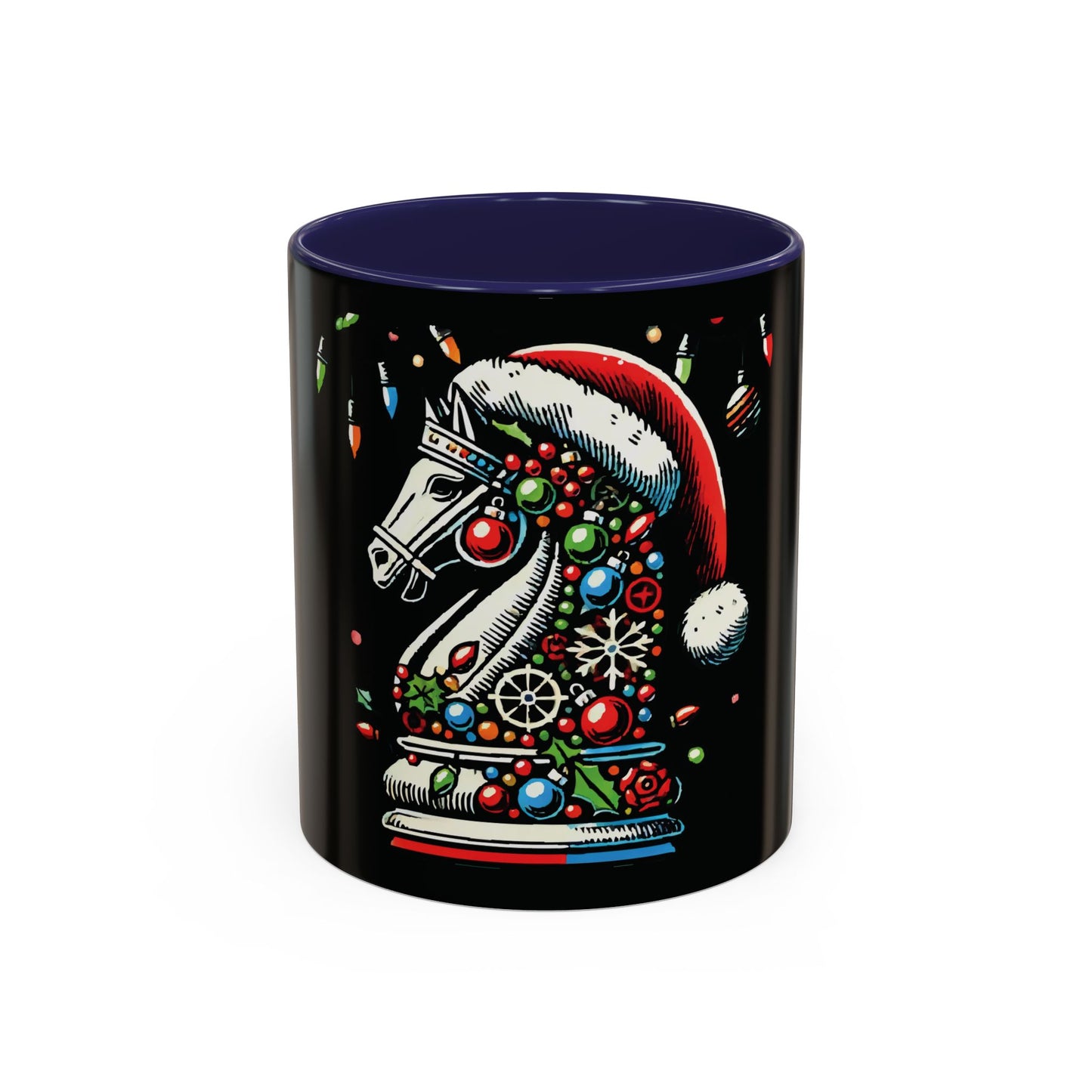 Taza de Cerámica Navidad Pop Art (Caballo de Ajedrez) - 11 y 15 oz   Mug  15.00 11oz-Navy