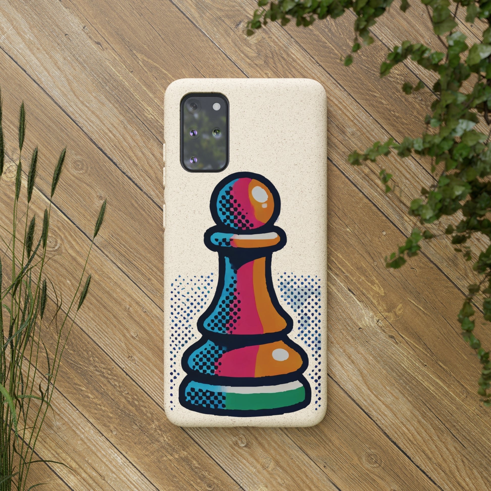 “Funda Biodegradable Peón de Ajedrez – Protección Sostenible Arte Abstracto”   Phone Case