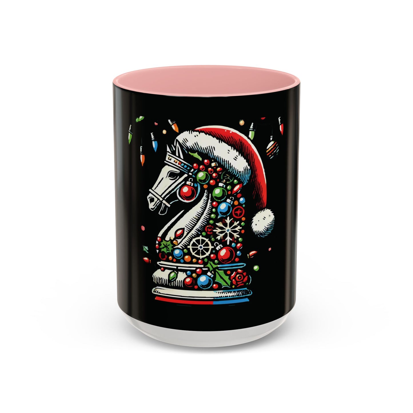 Taza de Cerámica Navidad Pop Art (Caballo de Ajedrez) - 11 y 15 oz   Mug  15.00 15oz-Pink