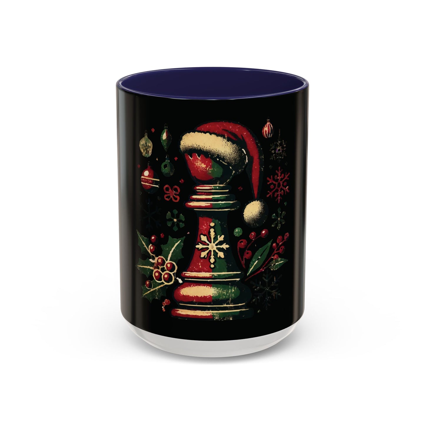 Taza de Café con Alfil de Ajedrez Vintage Navideño - Estilo y Sostenibilidad   Mug  15.00 15oz-Navy