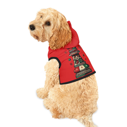 Sudadera con Capucha para Mascotas con Diseño de Torre de Ajedrez Vintage Navideño   Pets  36.00 L-Black-Rib