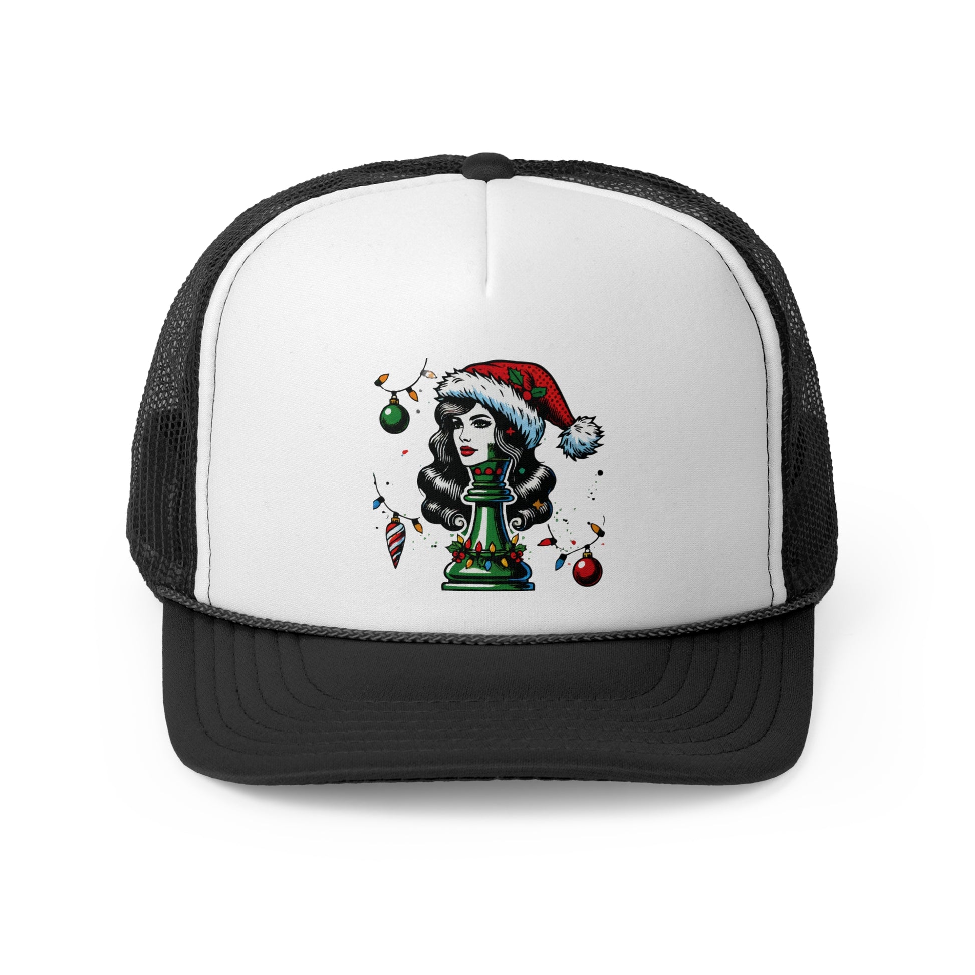 Gorra de Camionero Personalizada - Diseño Pop Art Reina Navideña   Hats  24.00 Black-One-size