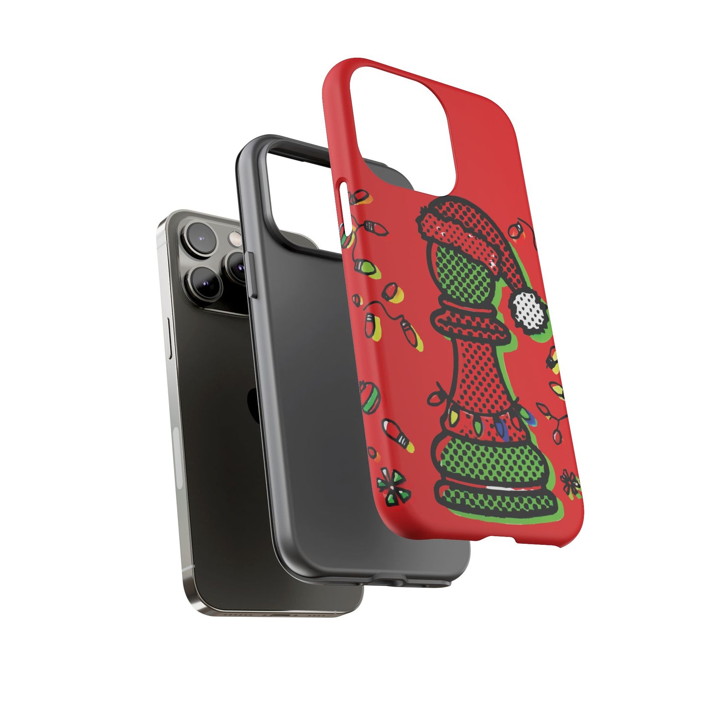 Funda Tough Peón de Ajedrez Navideño Pop Art – iPhone, Samsung y Pixel   Phone Case