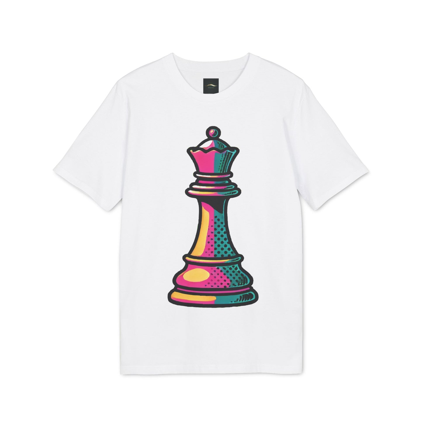 “Camiseta Unisex Algodón Orgánico Reina de Ajedrez – Diseño Pop Art”   T-Shirt  33.00 White-XL