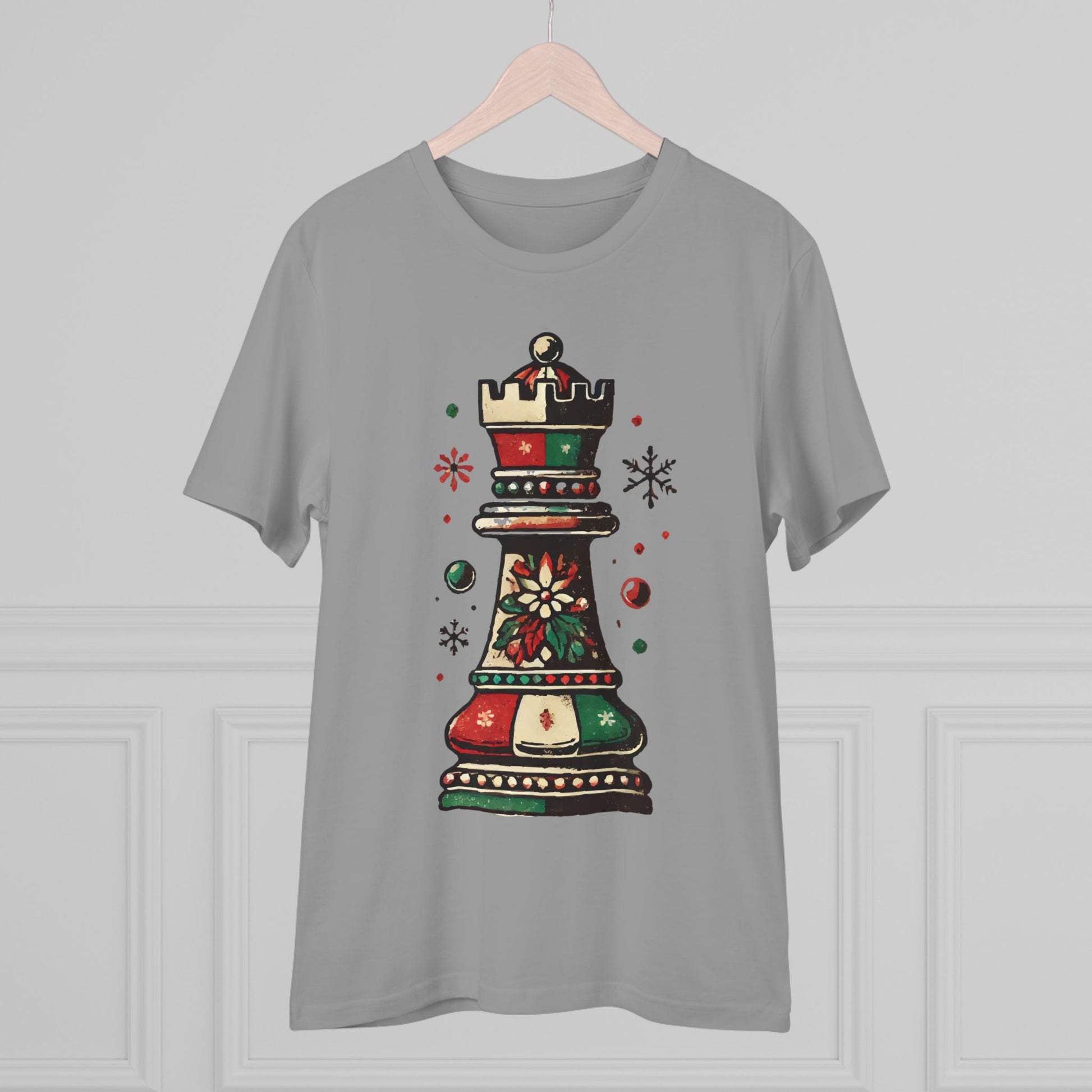 Camiseta Unisex Orgánica Torre de Ajedrez Vintage Navideña - Edición Festiva   T-Shirt