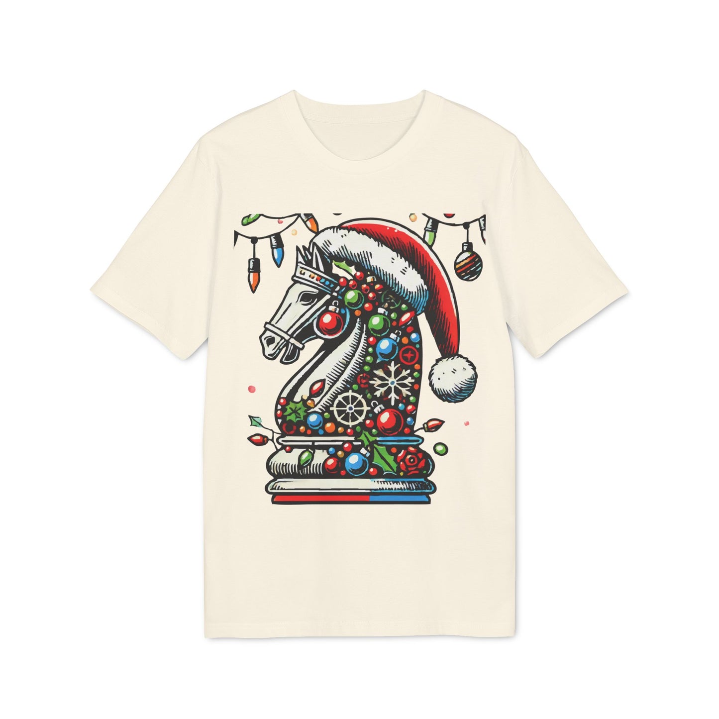 Unisex Creator 2.0 T-shirt – Caballo de Ajedrez Navideño en Pop Art   T-Shirt  27.00 Natural-Raw-XS