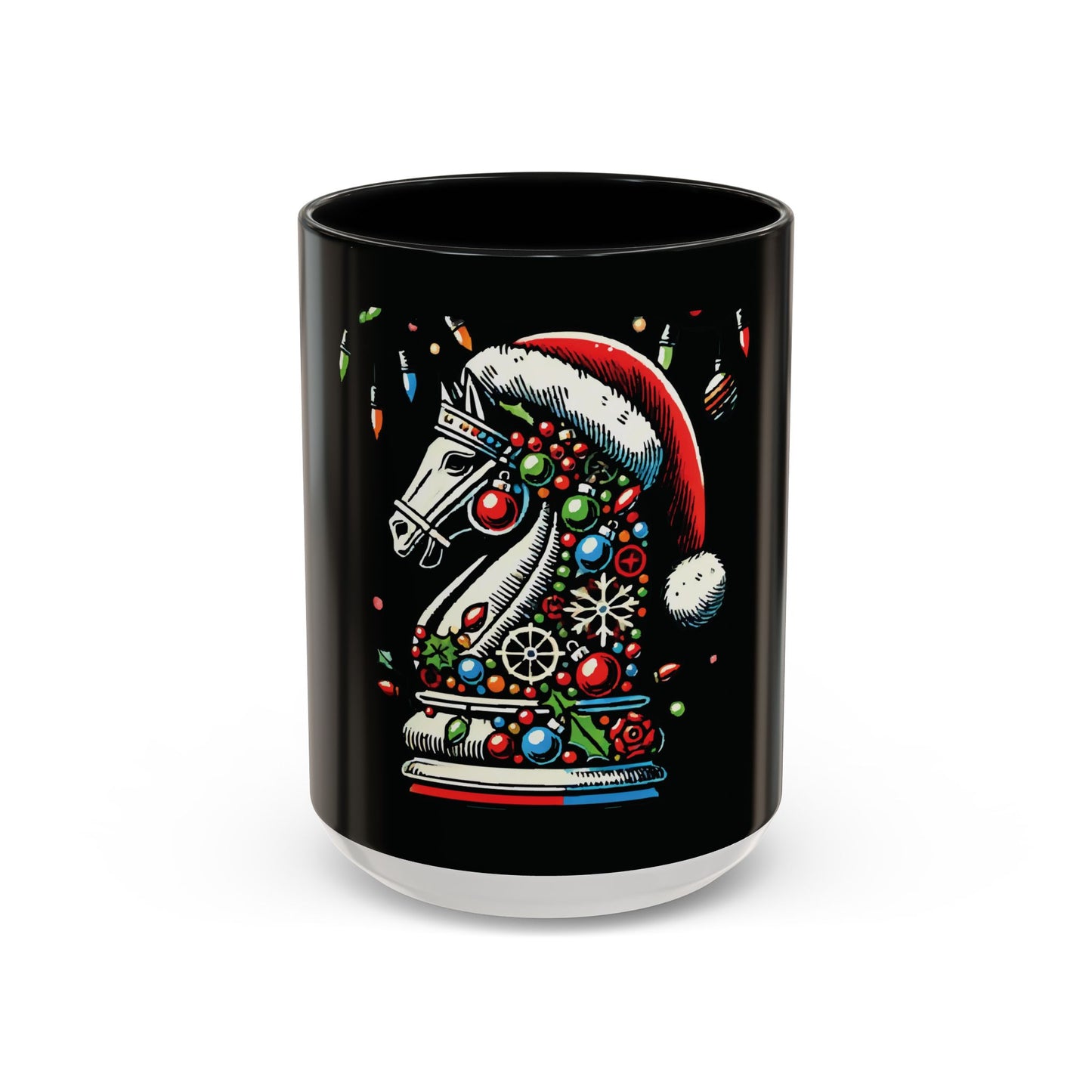 Taza de Cerámica Navidad Pop Art (Caballo de Ajedrez) - 11 y 15 oz   Mug  15.00 15oz-Black