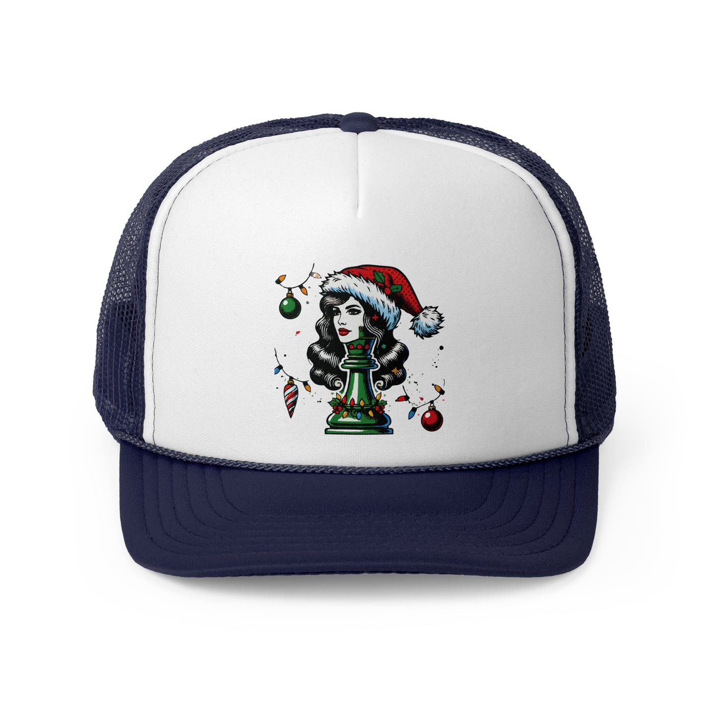 Gorra de Camionero Personalizada - Diseño Pop Art Reina Navideña   Hats  24.00 Navy-One-size