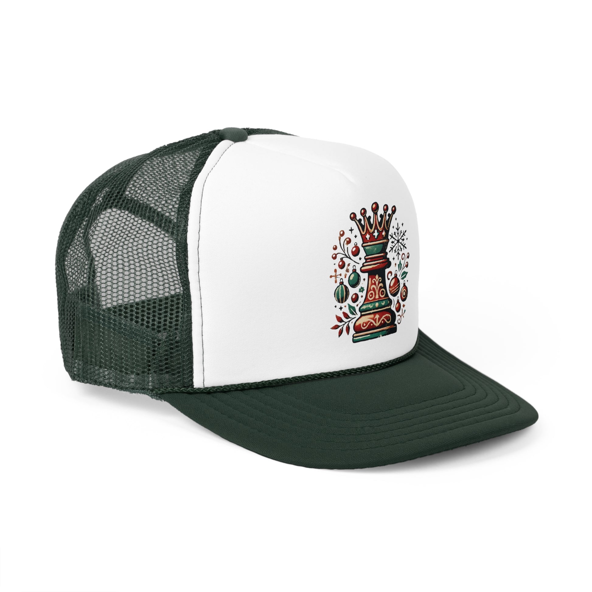 Gorra Trucker Navideña Reina de Ajedrez – Estilo Vintage y Festivo   Hats