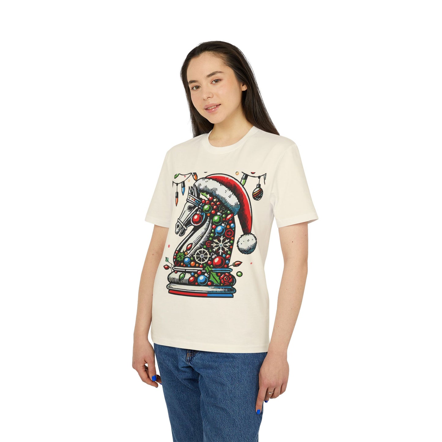 Unisex Creator 2.0 T-shirt – Caballo de Ajedrez Navideño en Pop Art   T-Shirt