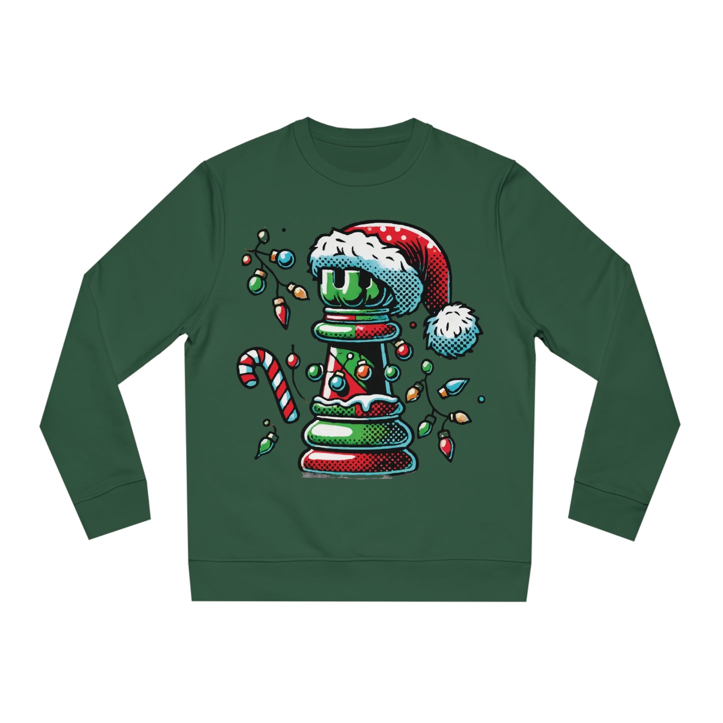 Sudadera Unisex Changer – Torre de Ajedrez Pop Art Navideño   Sweatshirt  63.00 Bottle-Green-2XL