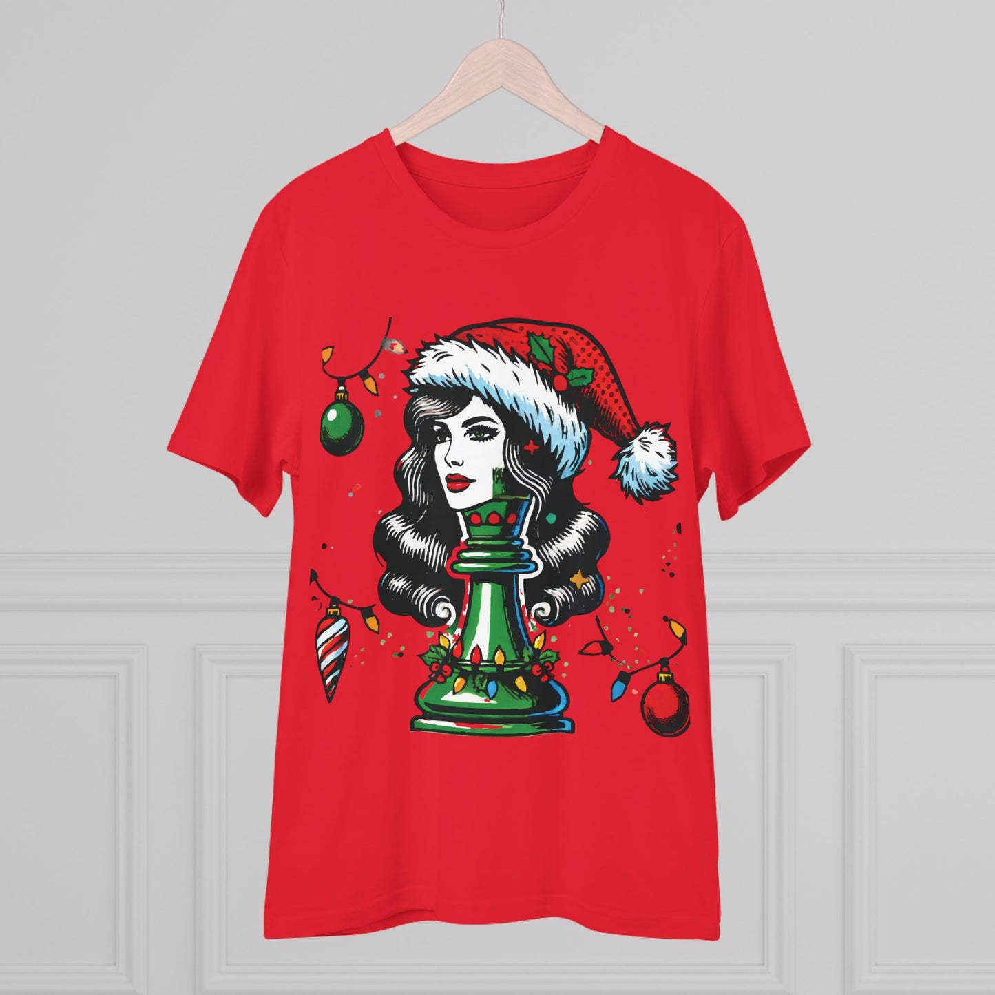 Camiseta Unisex Orgánica Navidad - Reina Pop Art, Estilo y Sostenibilidad   T-Shirt