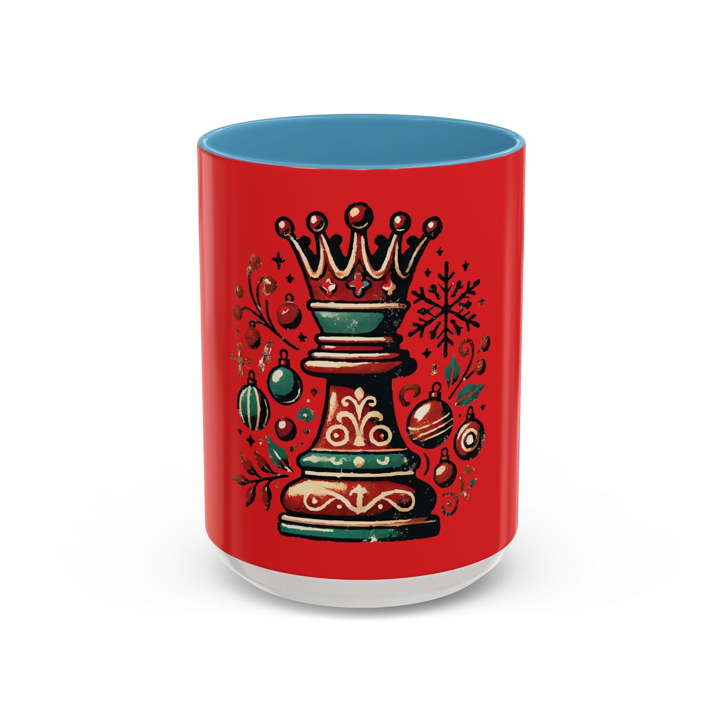 Taza de Cerámica con la Reina de Ajedrez en Estilo Vintage Navideño   Mug  15.00 15oz-Light-Blue