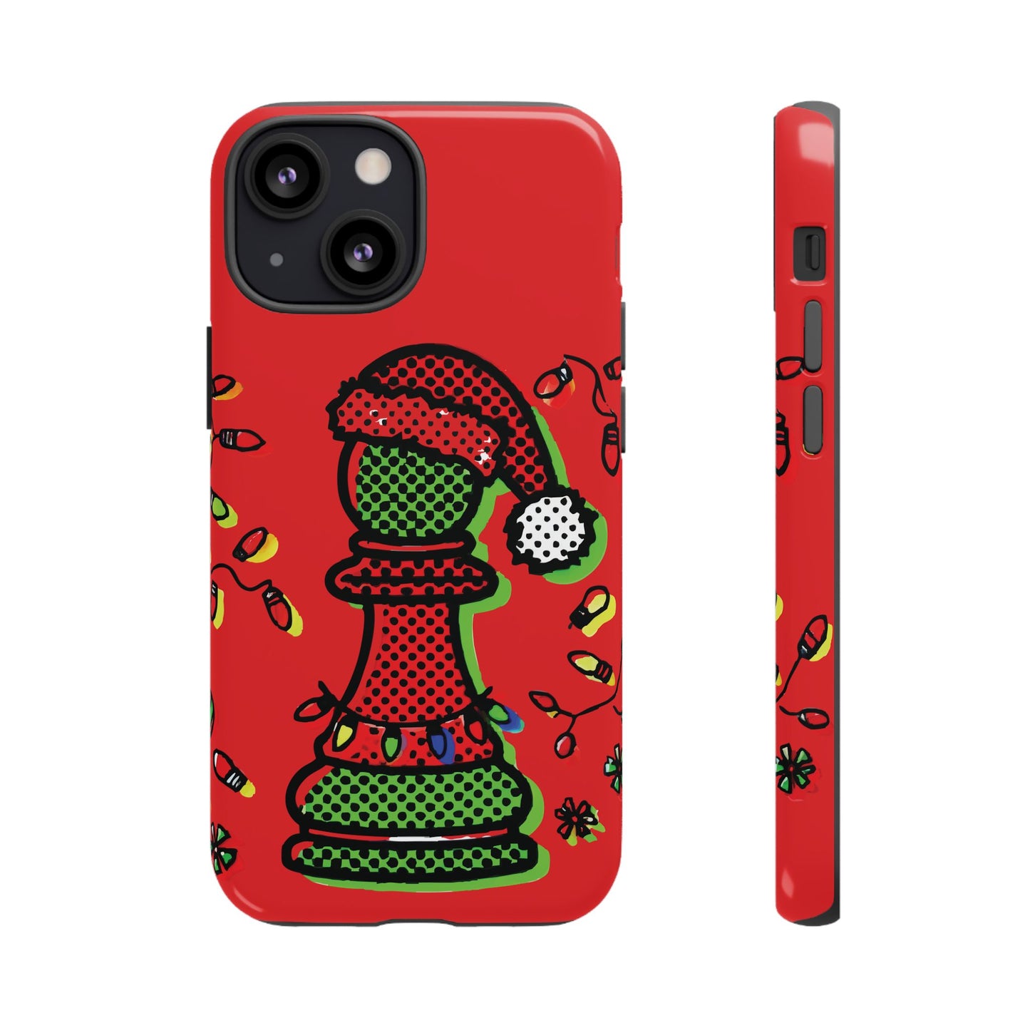 Funda Tough Peón de Ajedrez Navideño Pop Art – iPhone, Samsung y Pixel   Phone Case  24.00 iPhone-13-Mini-Glossy