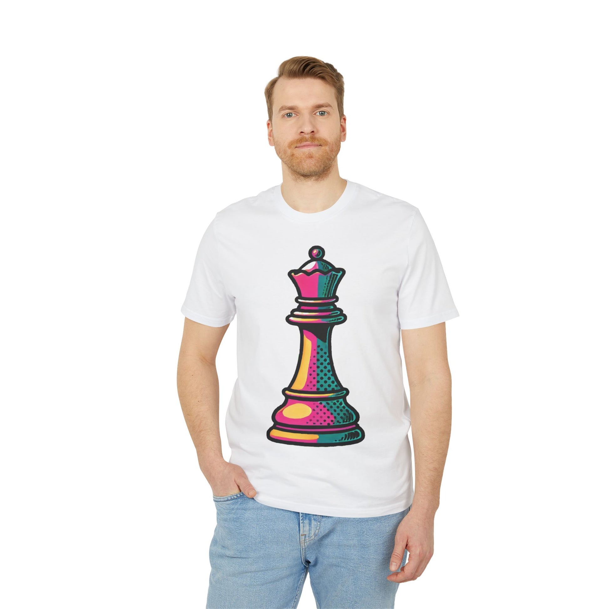 “Camiseta Unisex Algodón Orgánico Reina de Ajedrez – Diseño Pop Art”   T-Shirt