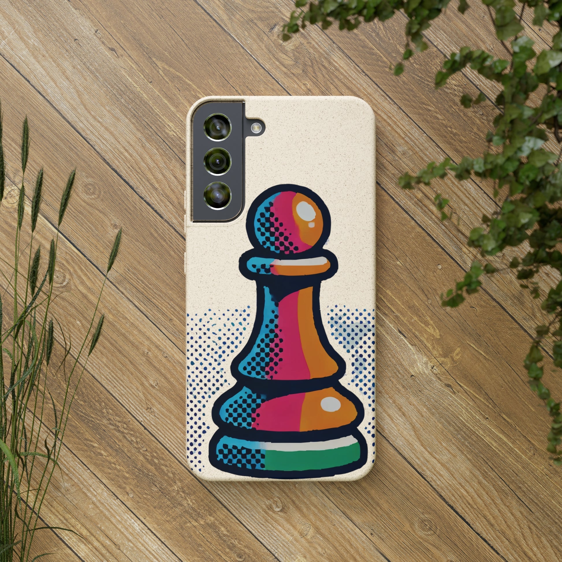 “Funda Biodegradable Peón de Ajedrez – Protección Sostenible Arte Abstracto”   Phone Case