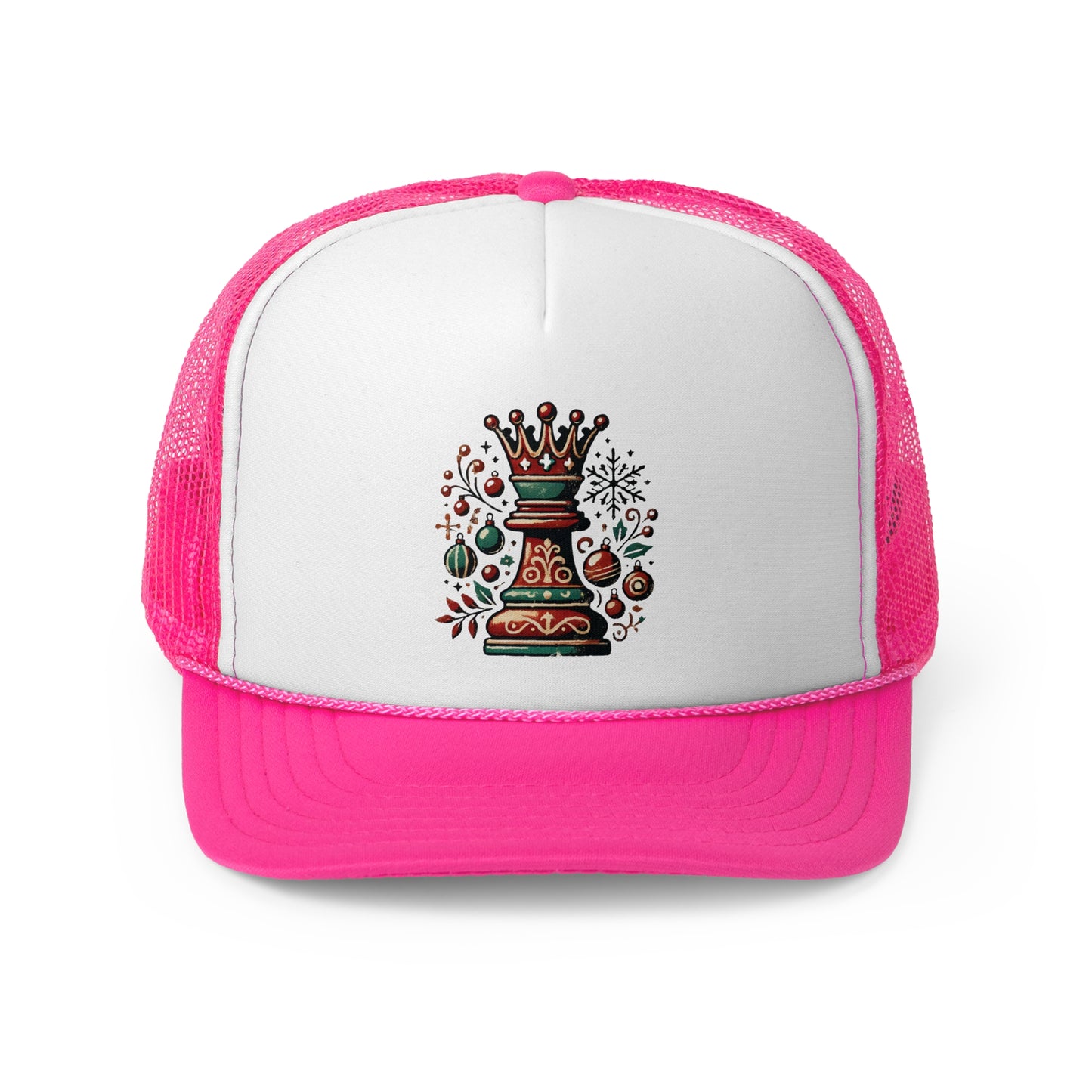 Gorra Trucker Navideña Reina de Ajedrez – Estilo Vintage y Festivo   Hats