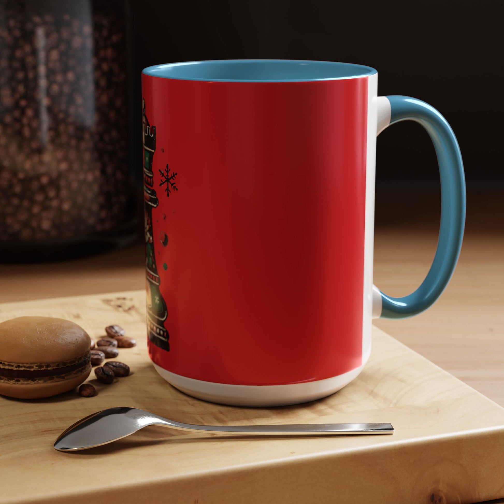 Taza de café con diseño de torre de ajedrez vintage navideño, 11 y 15 oz   Mug