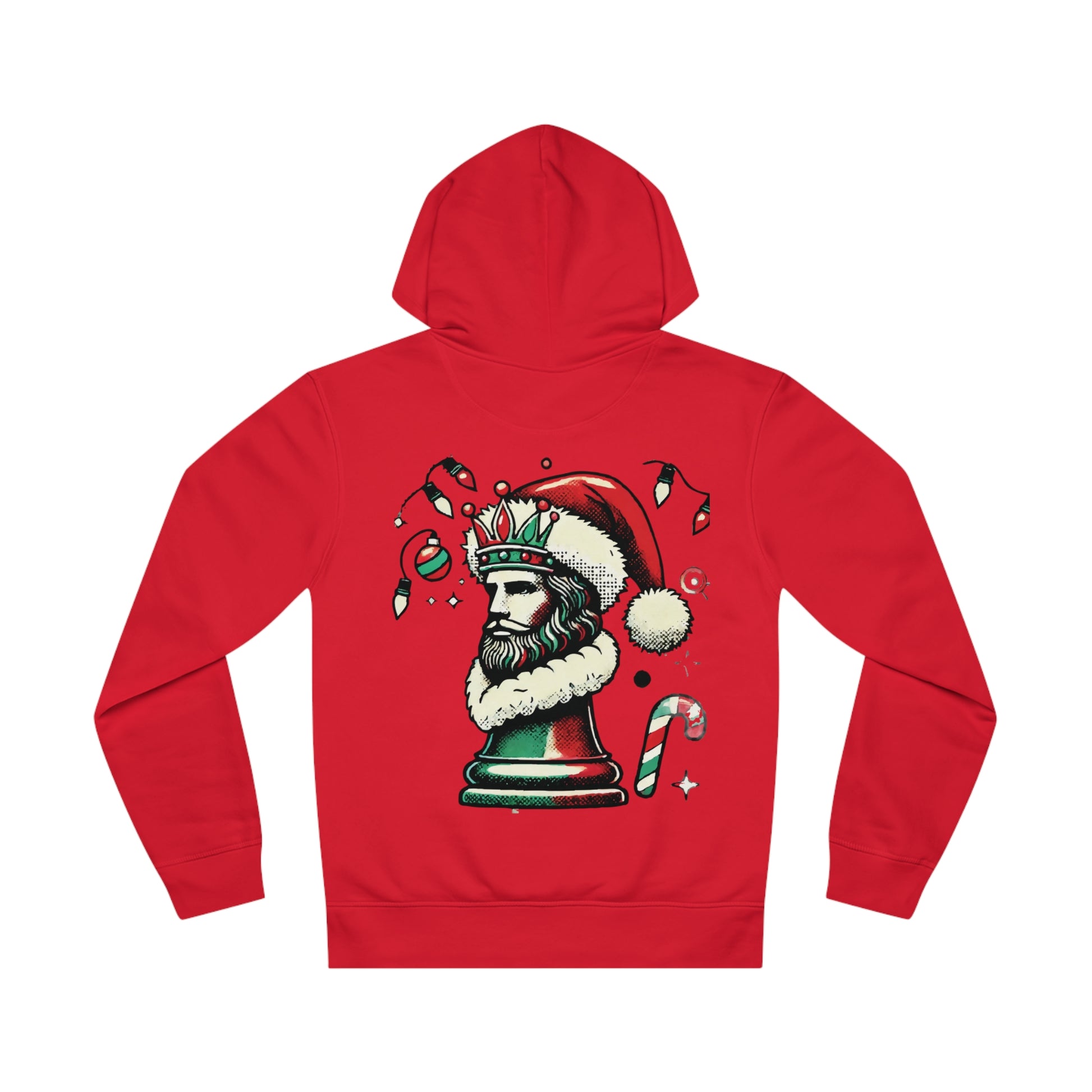 Unisex Drummer Hoodie con Rey de Ajedrez en Estilo Navideño Pop Art   Hoodie