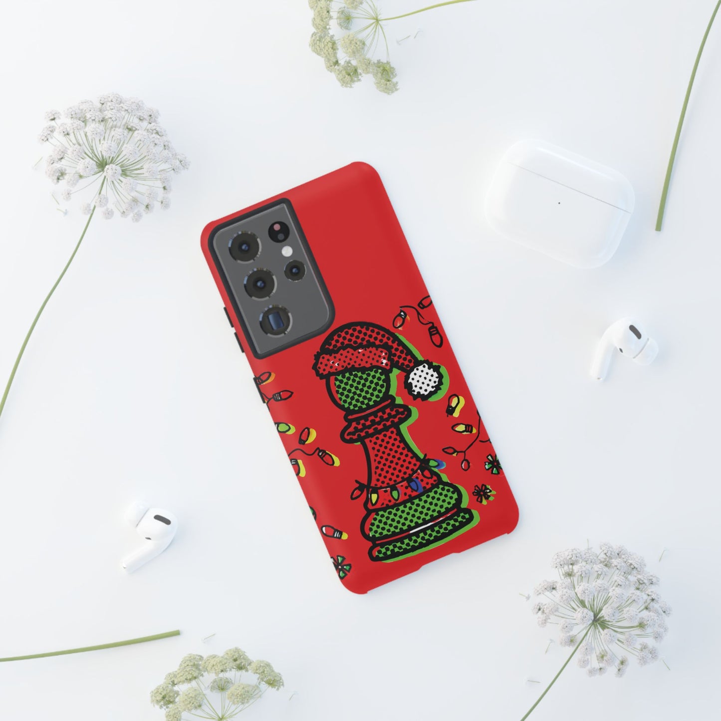 Funda Tough Peón de Ajedrez Navideño Pop Art – iPhone, Samsung y Pixel   Phone Case