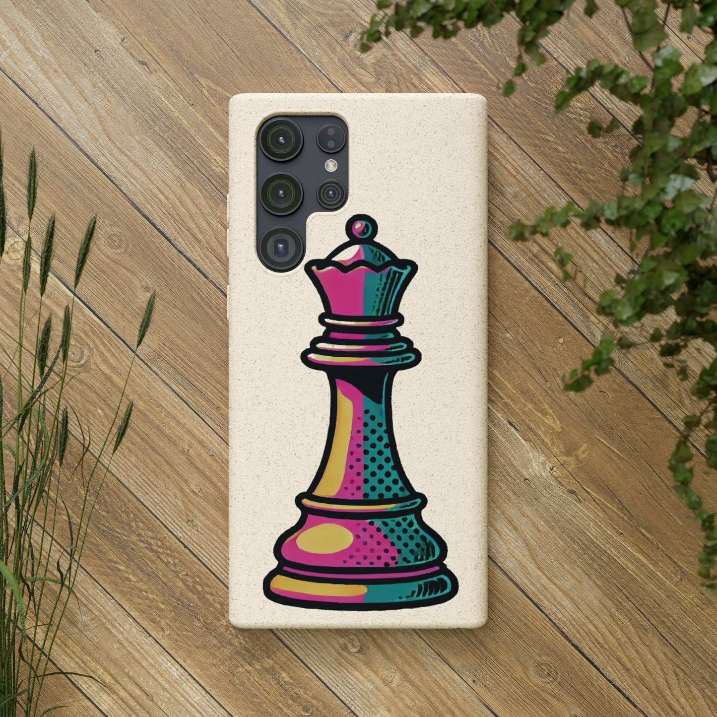 “Funda Biodegradable Reina de Ajedrez – Diseño Pop Art y Carga Inalámbrica”   Phone Case