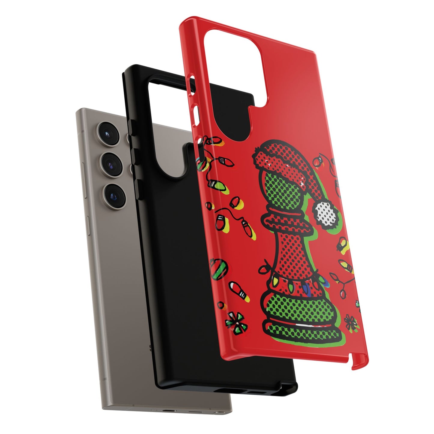 Funda Tough Peón de Ajedrez Navideño Pop Art – iPhone, Samsung y Pixel   Phone Case