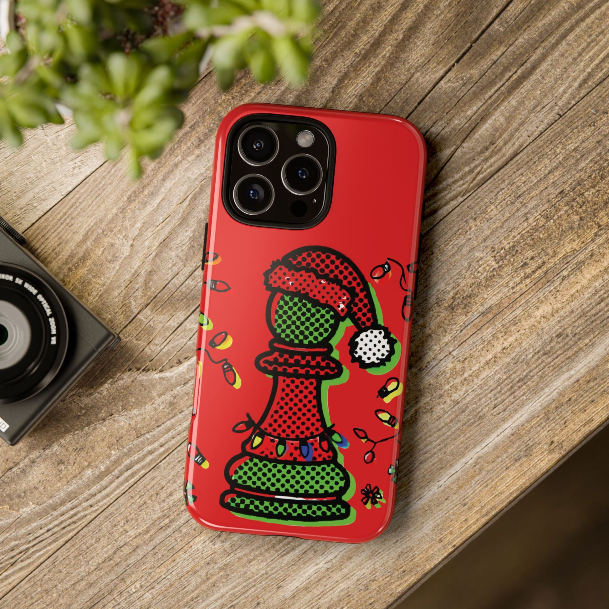 Funda Tough Peón de Ajedrez Navideño Pop Art – iPhone, Samsung y Pixel   Phone Case