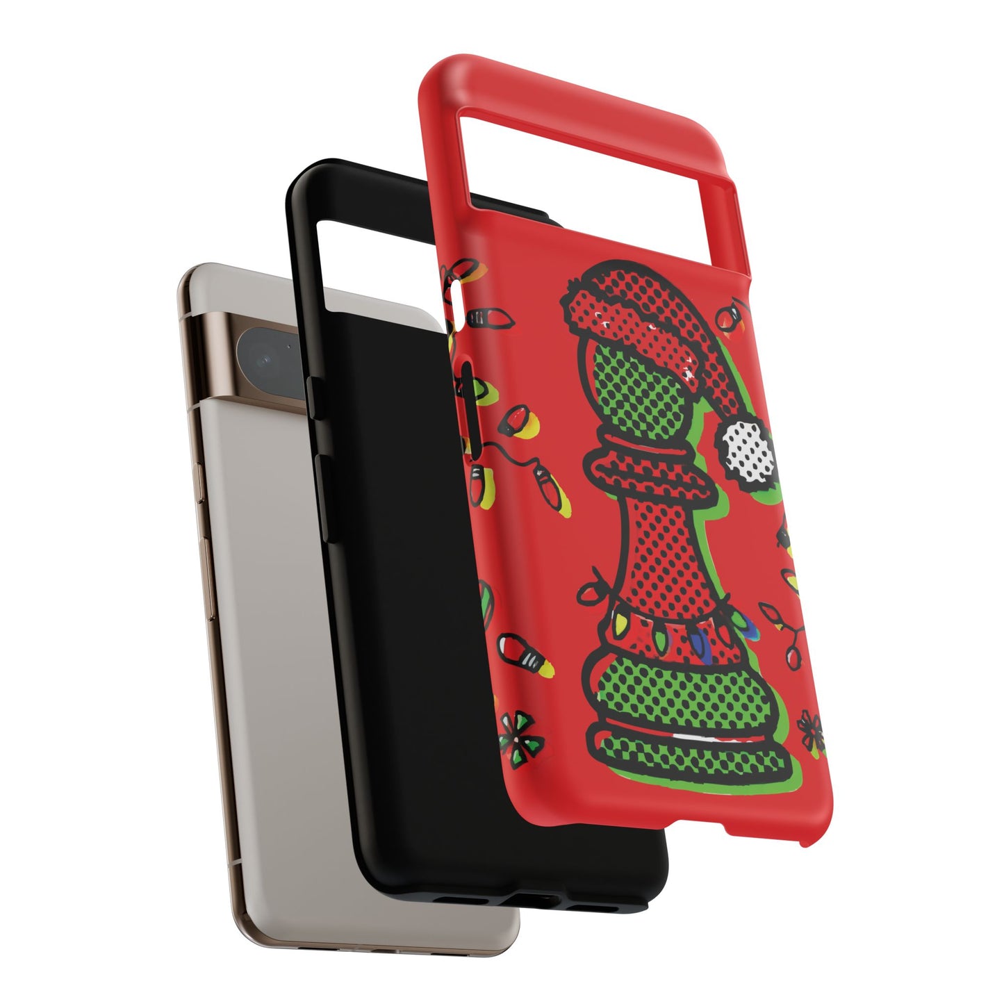 Funda Tough Peón de Ajedrez Navideño Pop Art – iPhone, Samsung y Pixel   Phone Case