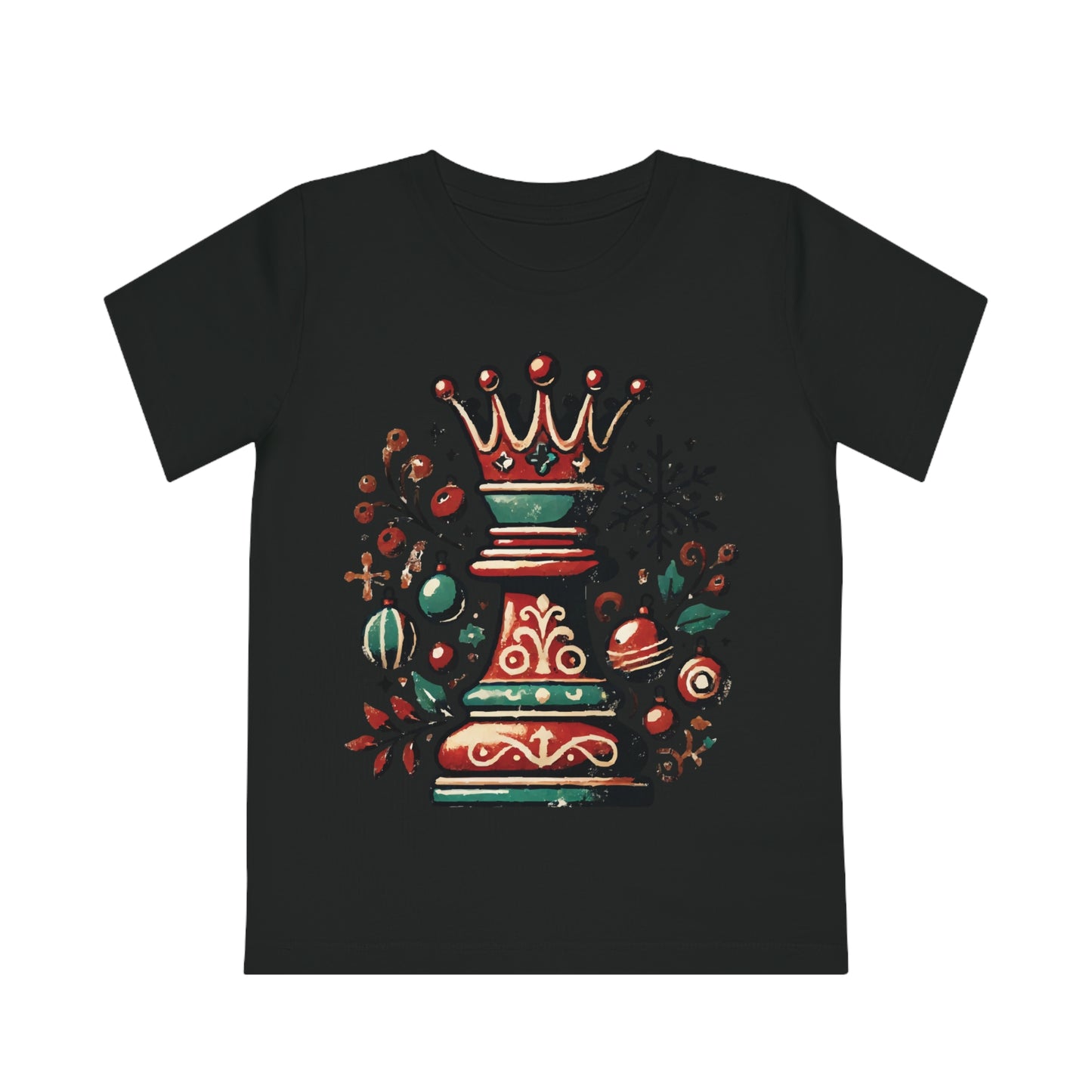 Camiseta Infantil Creator – Reina Ajedrez Vintage, Estilo Navideño Único   Kids clothes  27.00 Black-12-14-Years