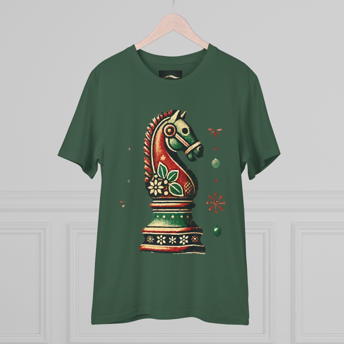 Camiseta Unisex de Algodón Orgánico con Diseño de Caballo Vintage Navideño   T-Shirt