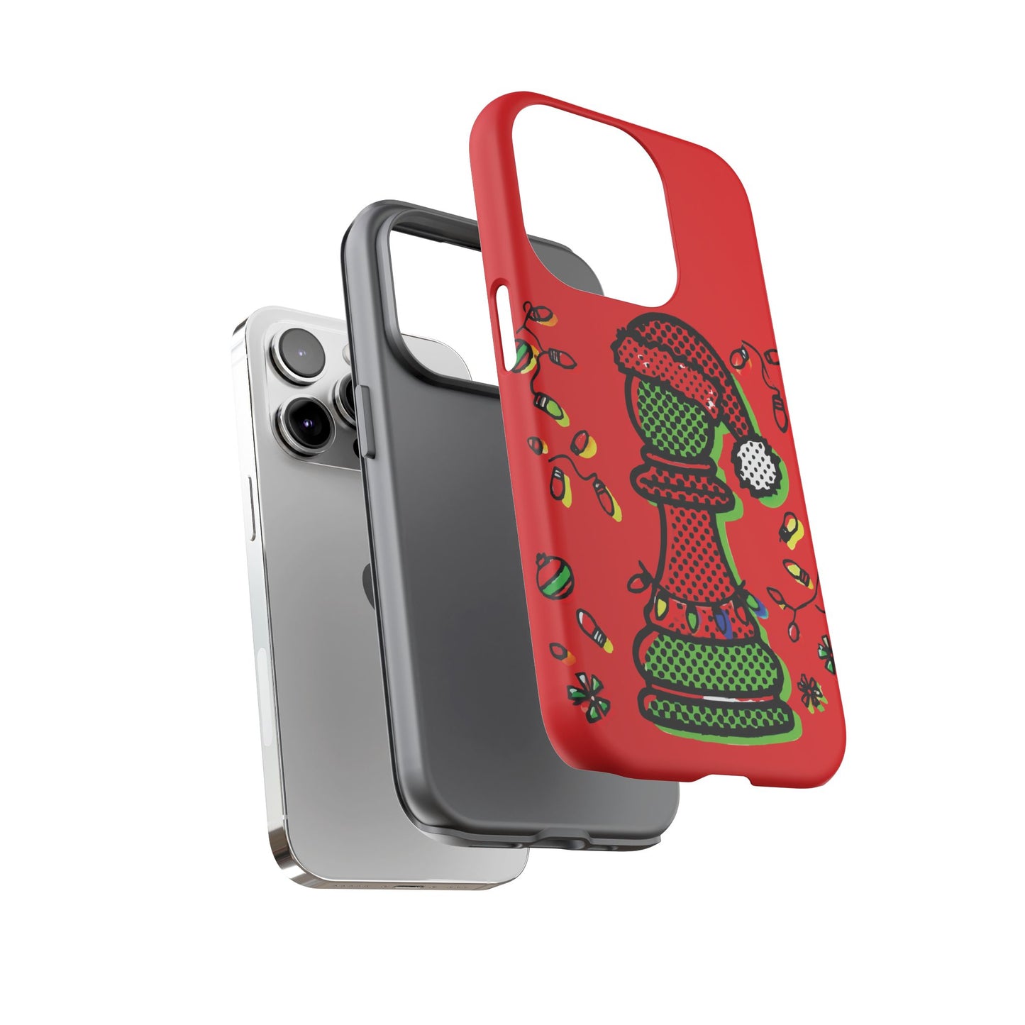 Funda Tough Peón de Ajedrez Navideño Pop Art – iPhone, Samsung y Pixel   Phone Case