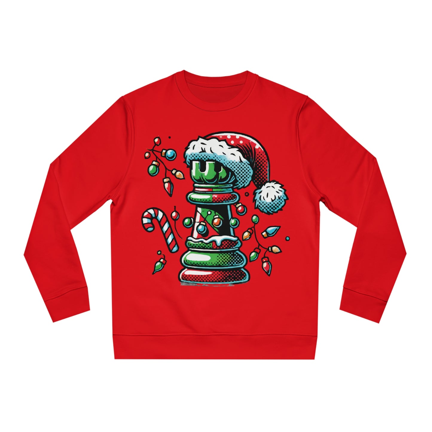 Sudadera Unisex Changer – Torre de Ajedrez Pop Art Navideño   Sweatshirt  63.00 Bright-Red-2XL