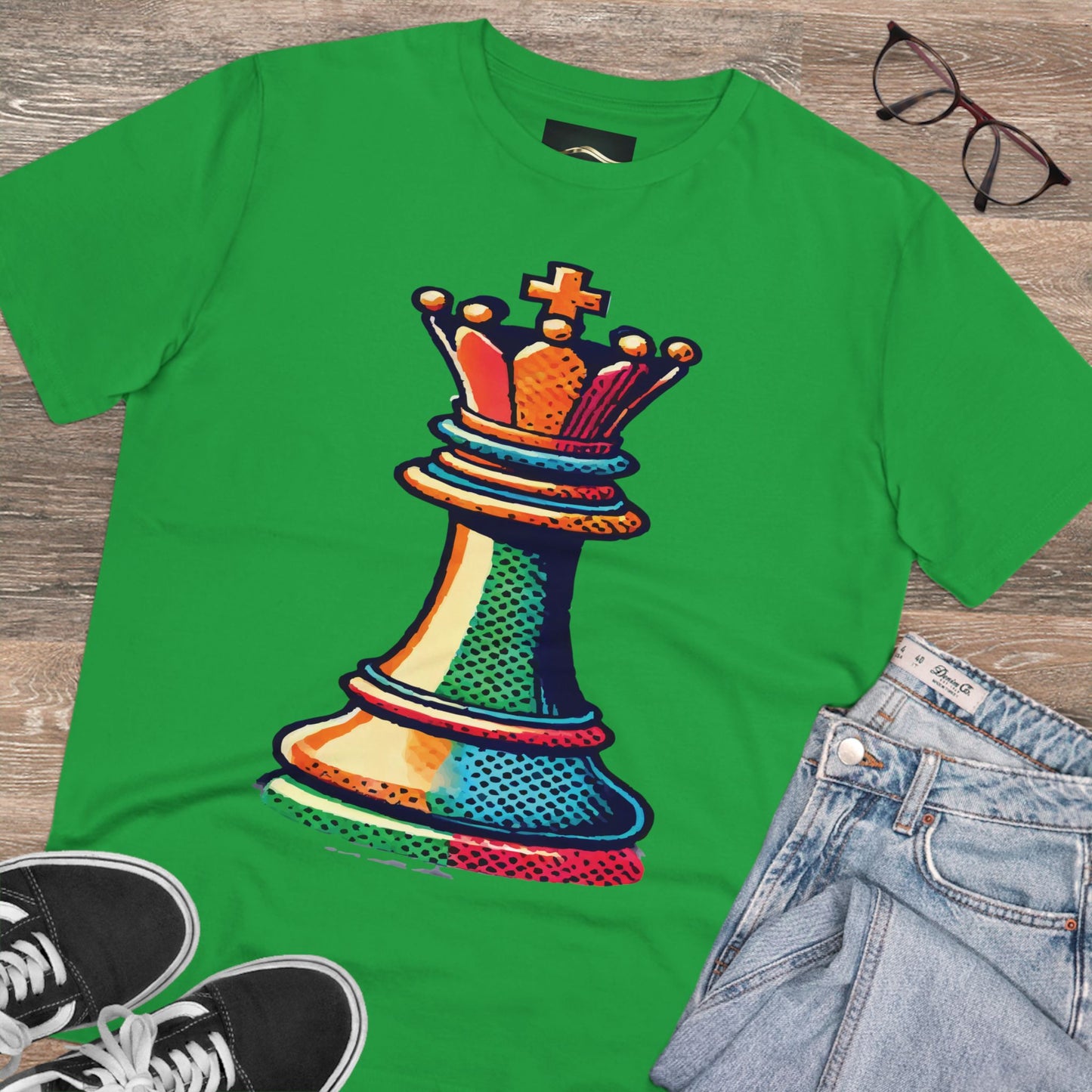 “Camiseta Unisex Rey de Ajedrez – Algodón Orgánico con Diseño Pop Art”   T-Shirt  33.00 Fresh-Green-2XL