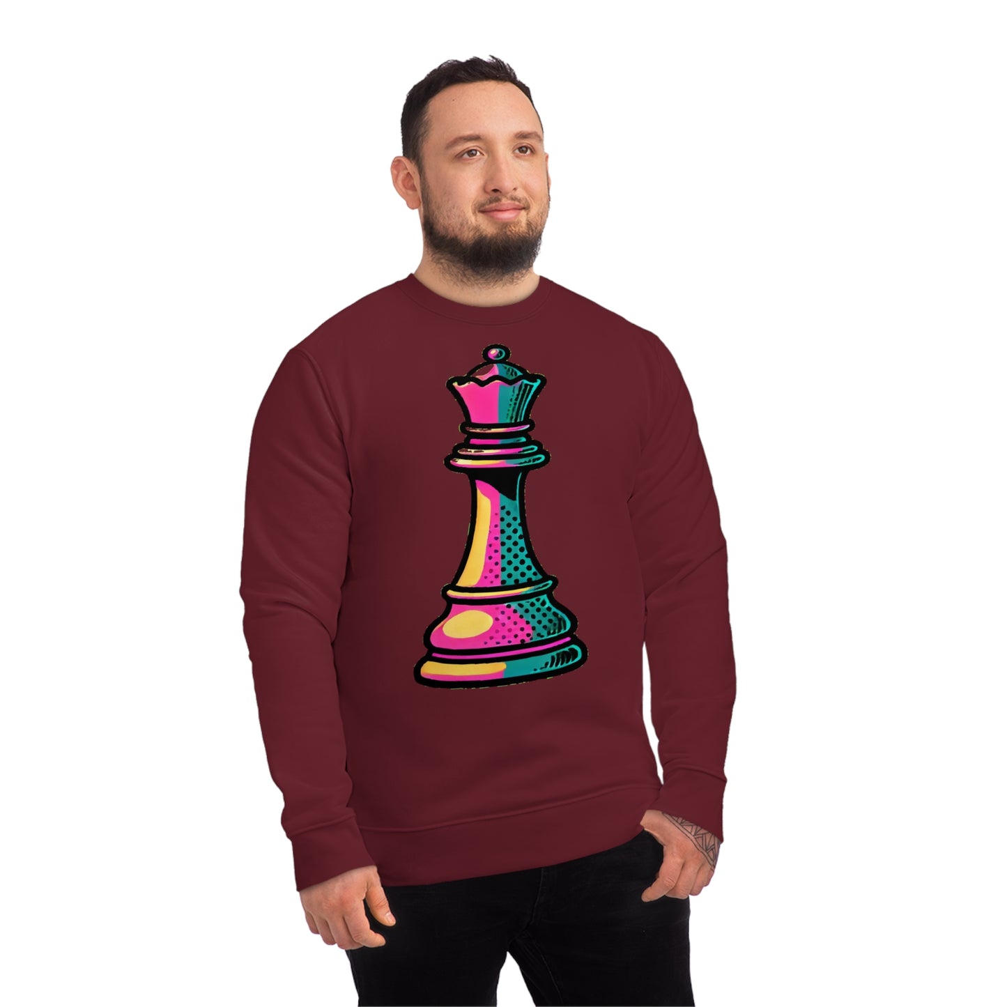 “Sudadera Unisex Orgánica Reina de Ajedrez – Pop Art”   Sweatshirt