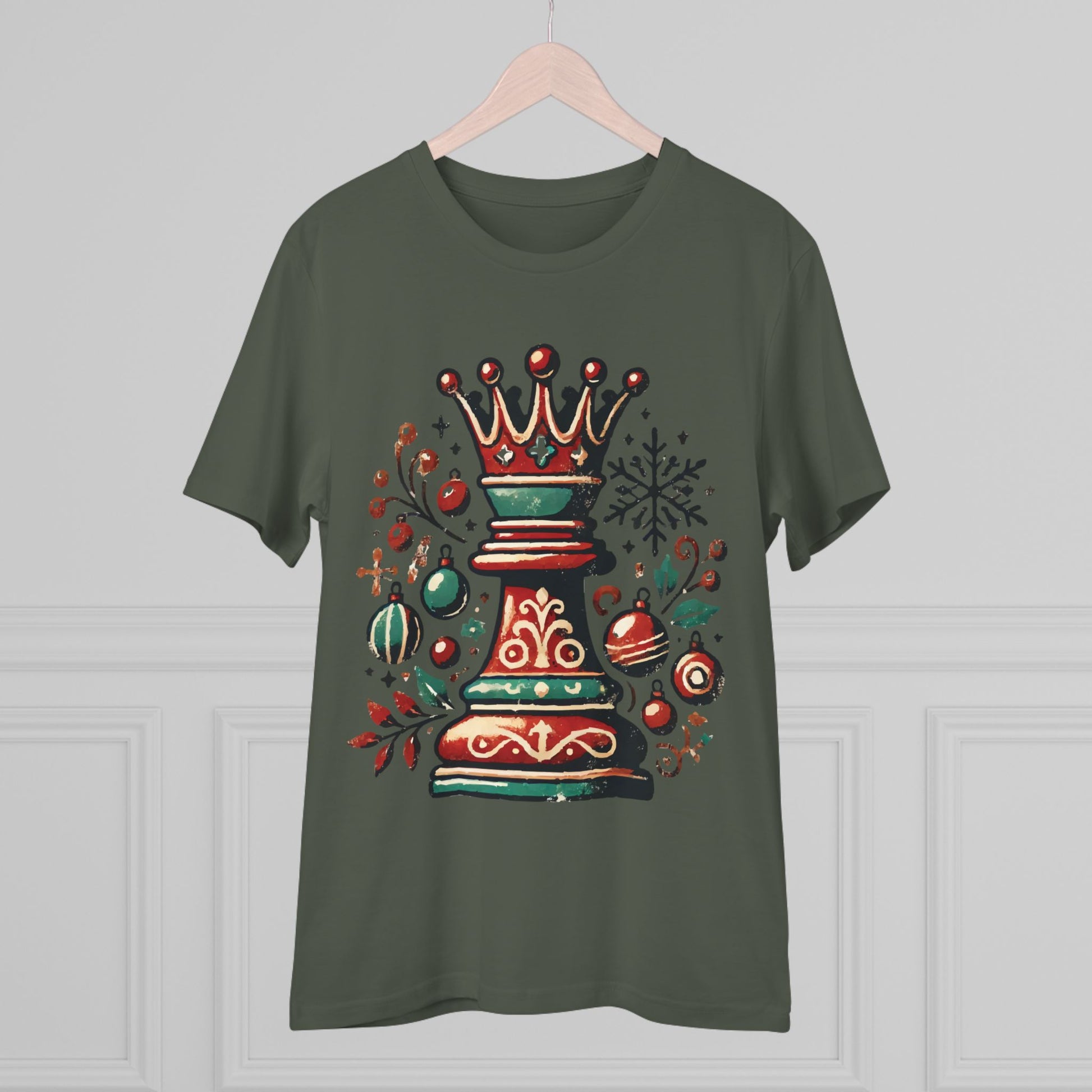 Camiseta Unisex Creador Orgánico con Diseño Reina Vintage Navideño   T-Shirt