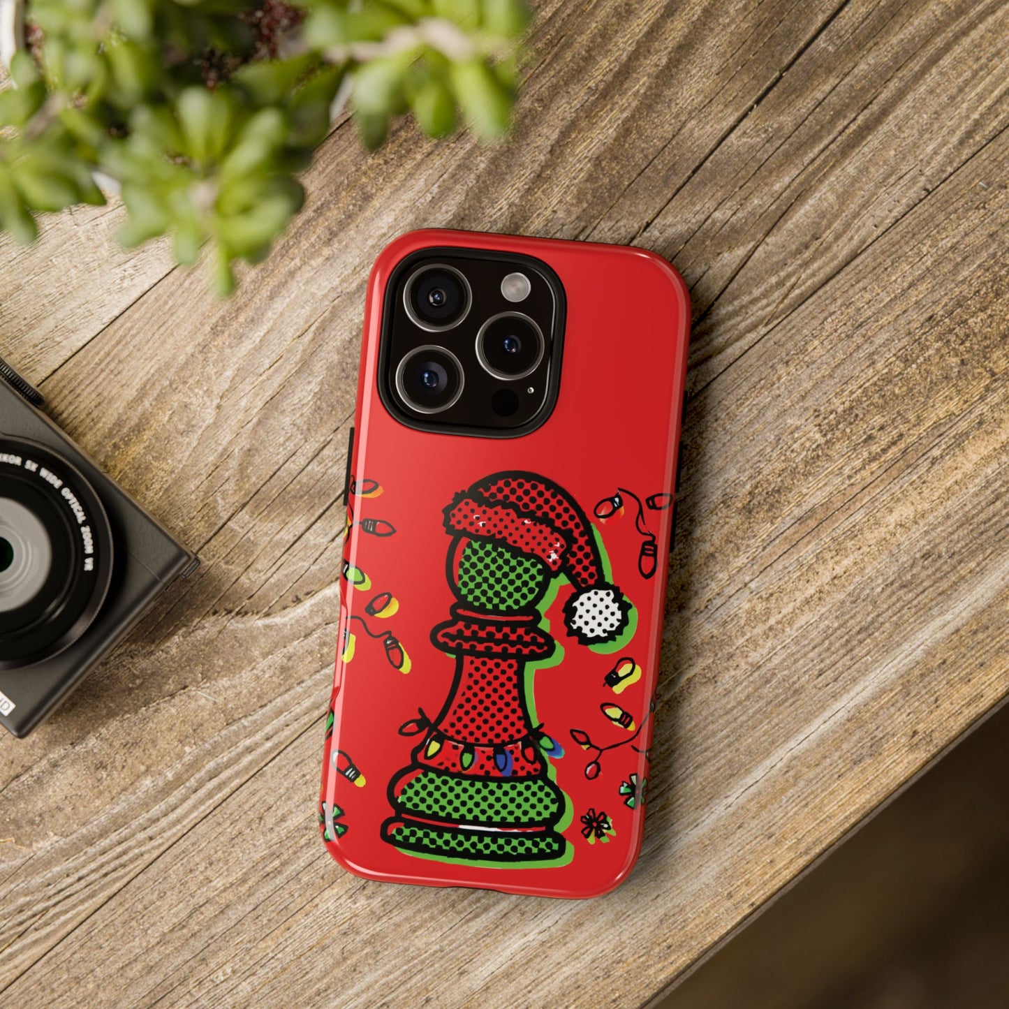 Funda Tough Peón de Ajedrez Navideño Pop Art – iPhone, Samsung y Pixel   Phone Case