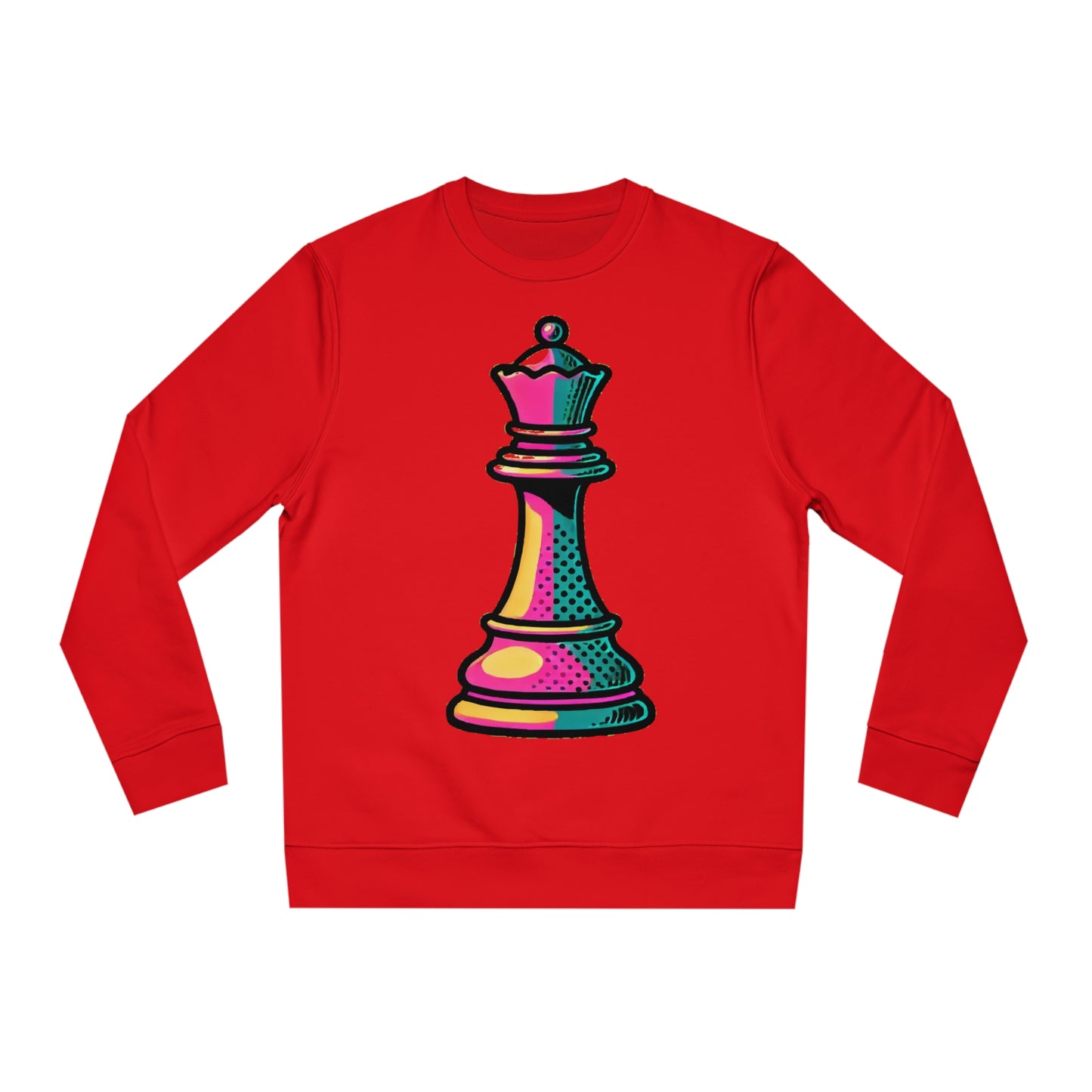 “Sudadera Unisex Orgánica Reina de Ajedrez – Pop Art”   Sweatshirt  72.00 Bright-Red-2XL