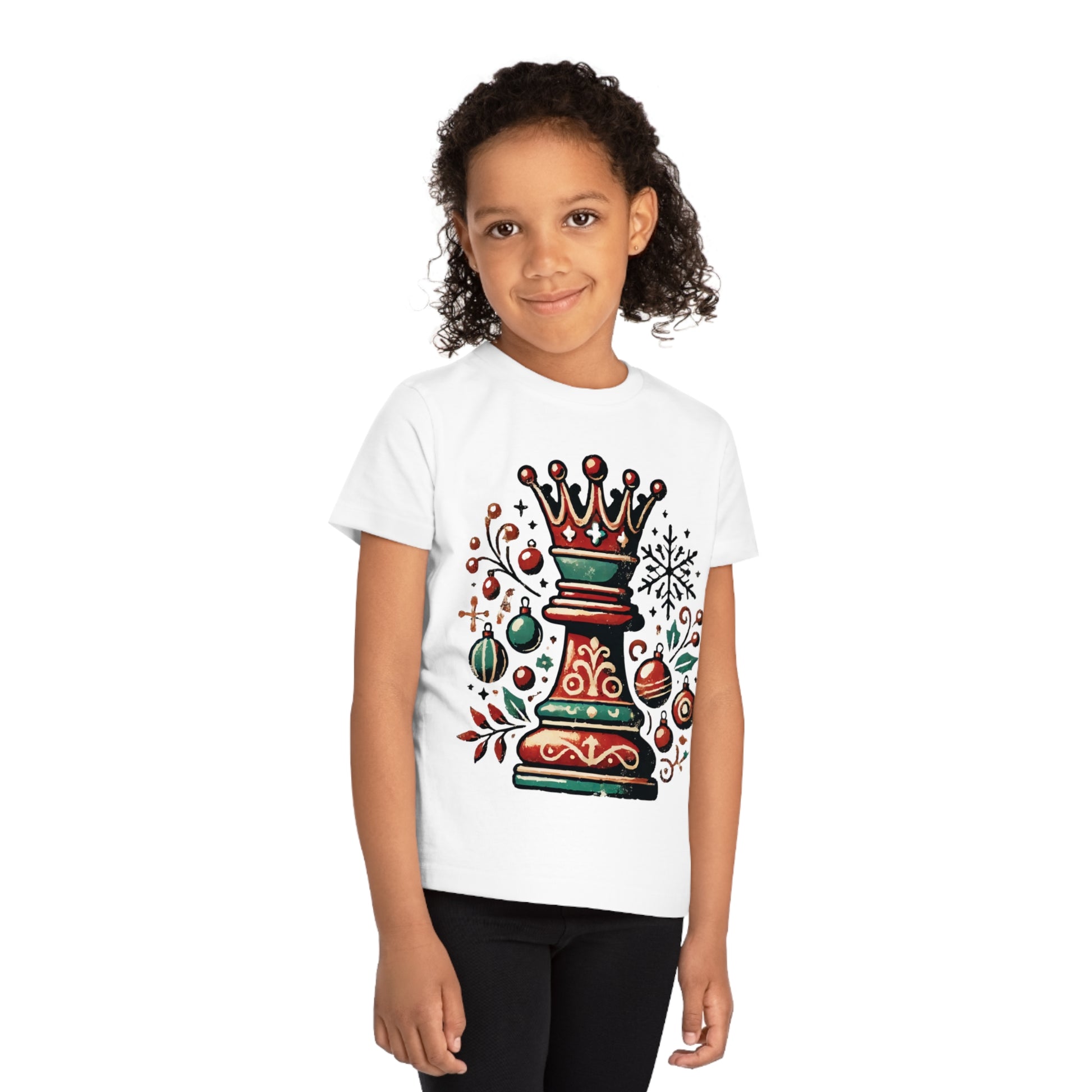 Camiseta Infantil Creator – Reina Ajedrez Vintage, Estilo Navideño Único   Kids clothes