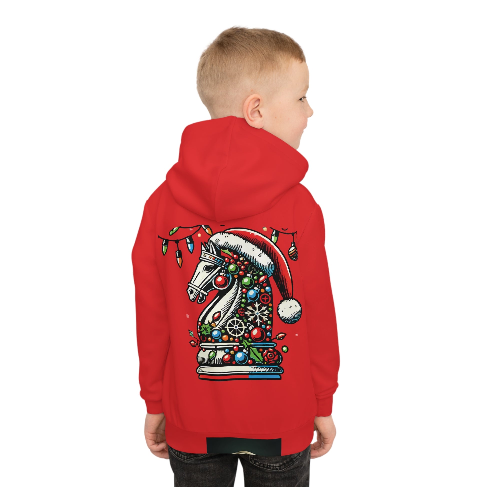 Children’s Hoodie (AOP) – Caballo de Ajedrez Navideño en Pop Art   All Over Prints  42.00 XL