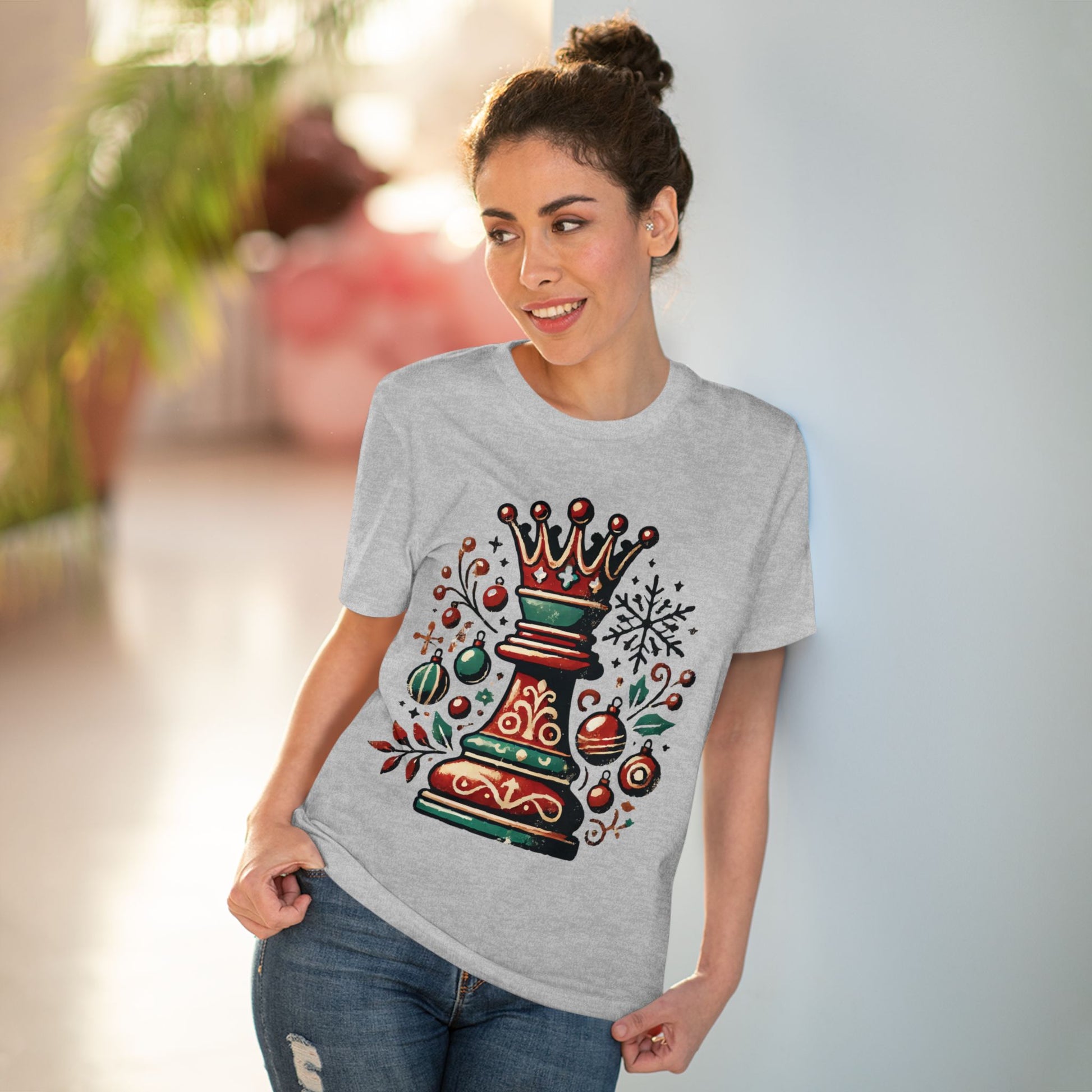 Camiseta Unisex Creador Orgánico con Diseño Reina Vintage Navideño   T-Shirt