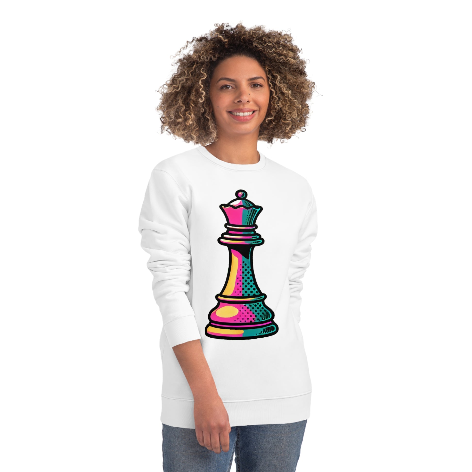 “Sudadera Unisex Orgánica Reina de Ajedrez – Pop Art”   Sweatshirt