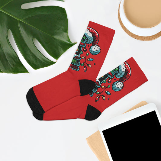 Calcetines Reciclados con Diseño Navideño en Estilo Pop Art   All Over Prints  15.00 One-size