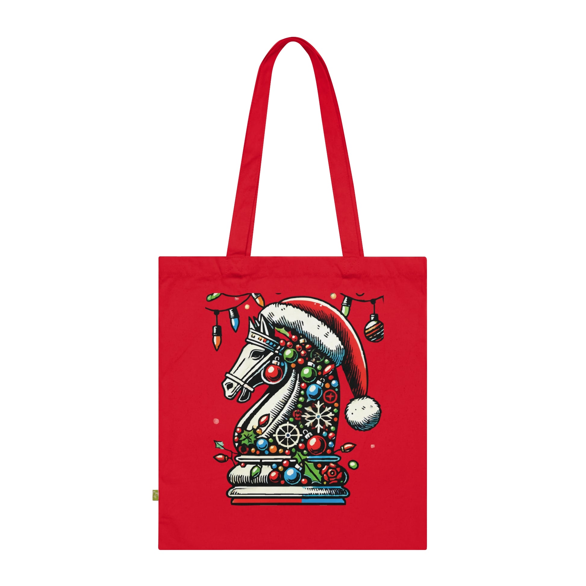 Bolso de Algodón Orgánico – Caballo de Ajedrez Navideño en Pop Art   Bags