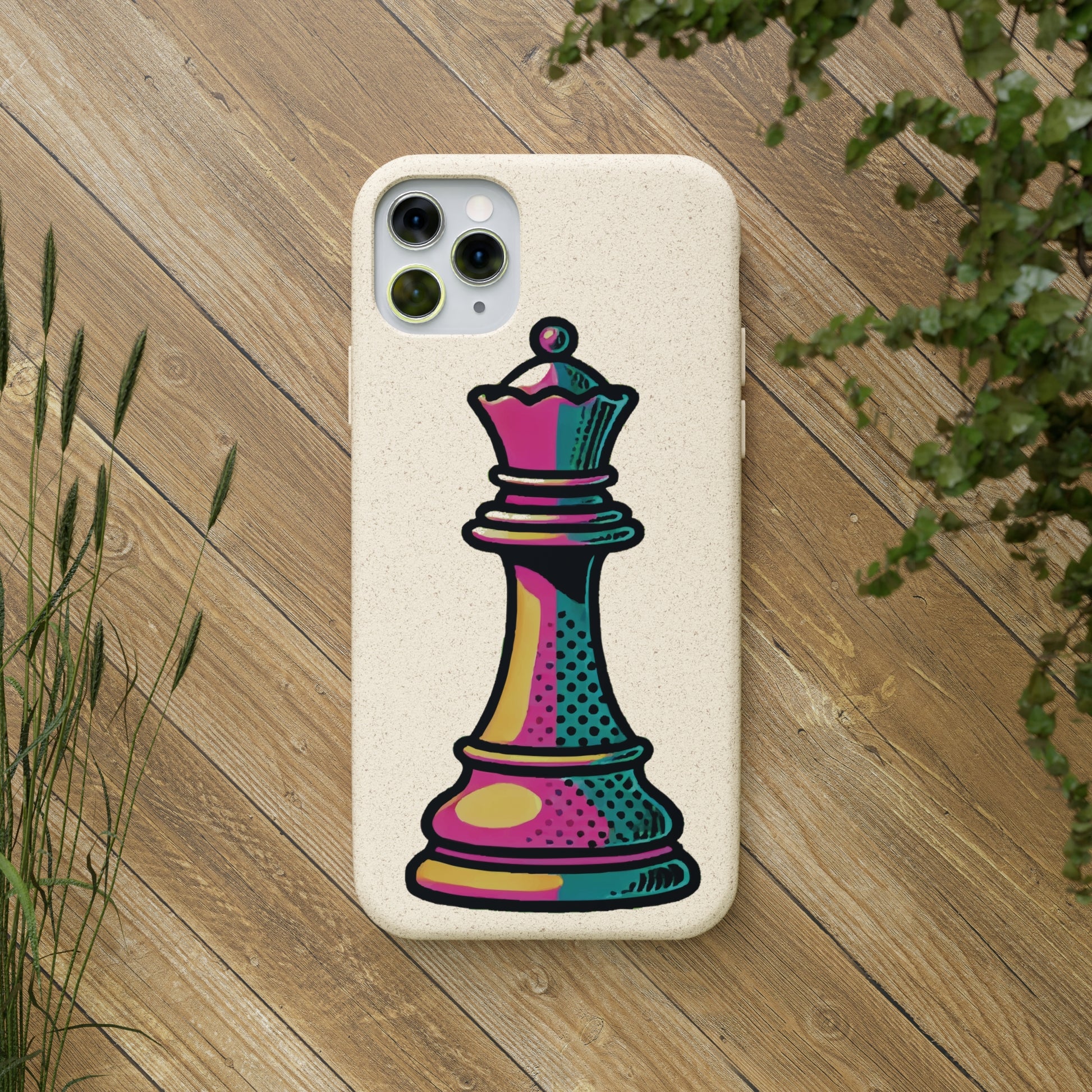 “Funda Biodegradable Reina de Ajedrez – Diseño Pop Art y Carga Inalámbrica”   Phone Case