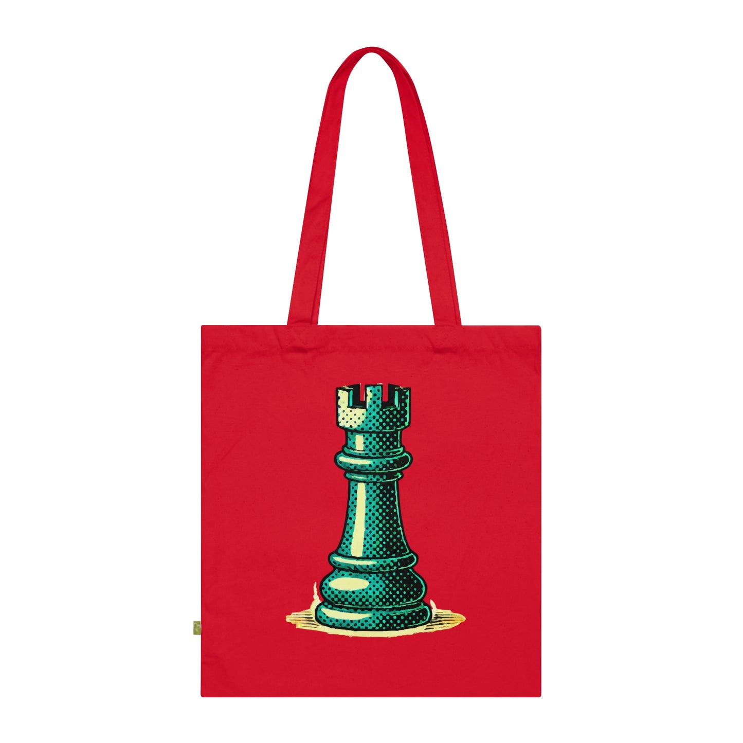 Chess Tower Pop Art Organic Cotton Tote Bag   Bags  24.00 Classic-Red-15-x-16.5