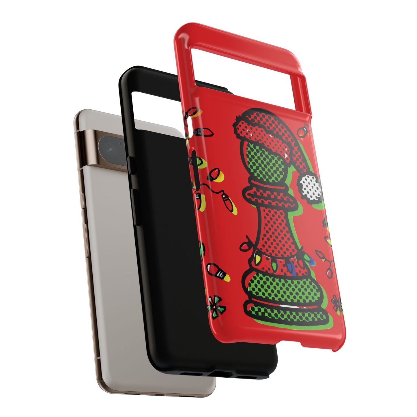 Funda Tough Peón de Ajedrez Navideño Pop Art – iPhone, Samsung y Pixel   Phone Case