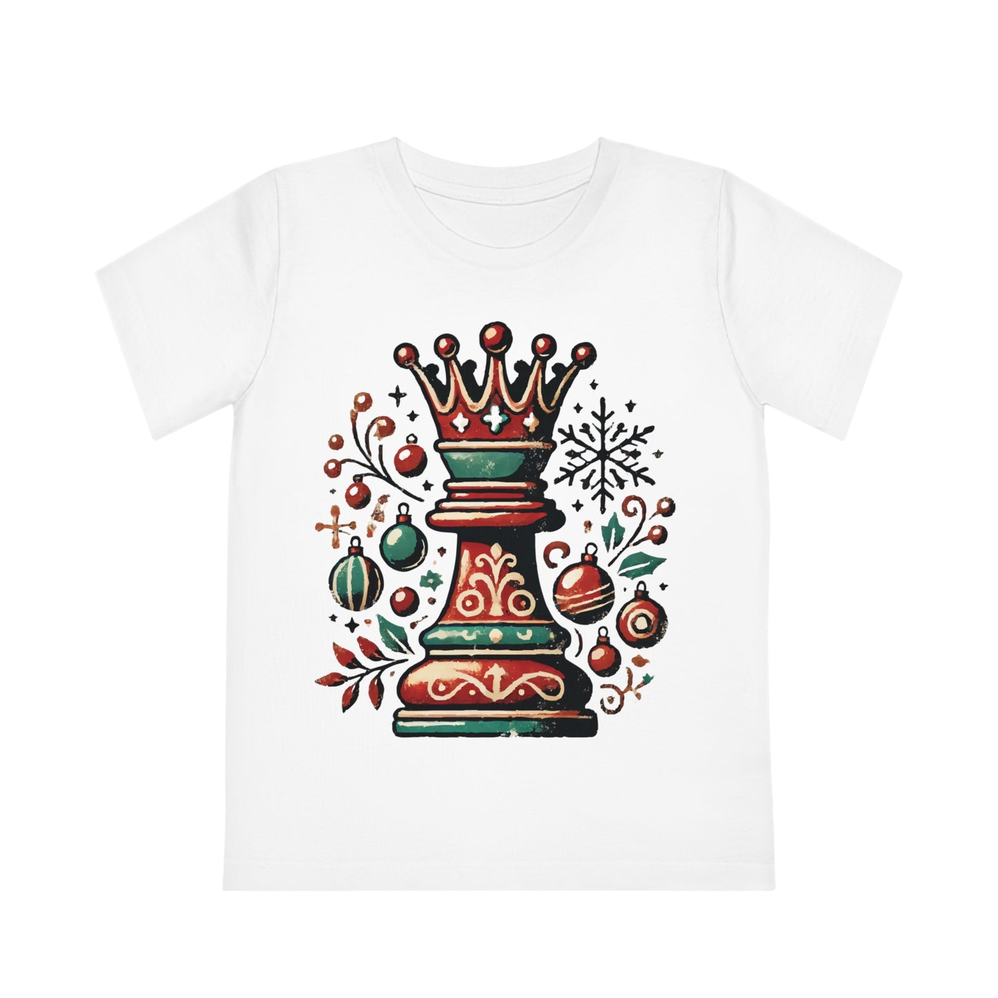 Camiseta Infantil Creator – Reina Ajedrez Vintage, Estilo Navideño Único   Kids clothes  27.00 White-12-14-Years