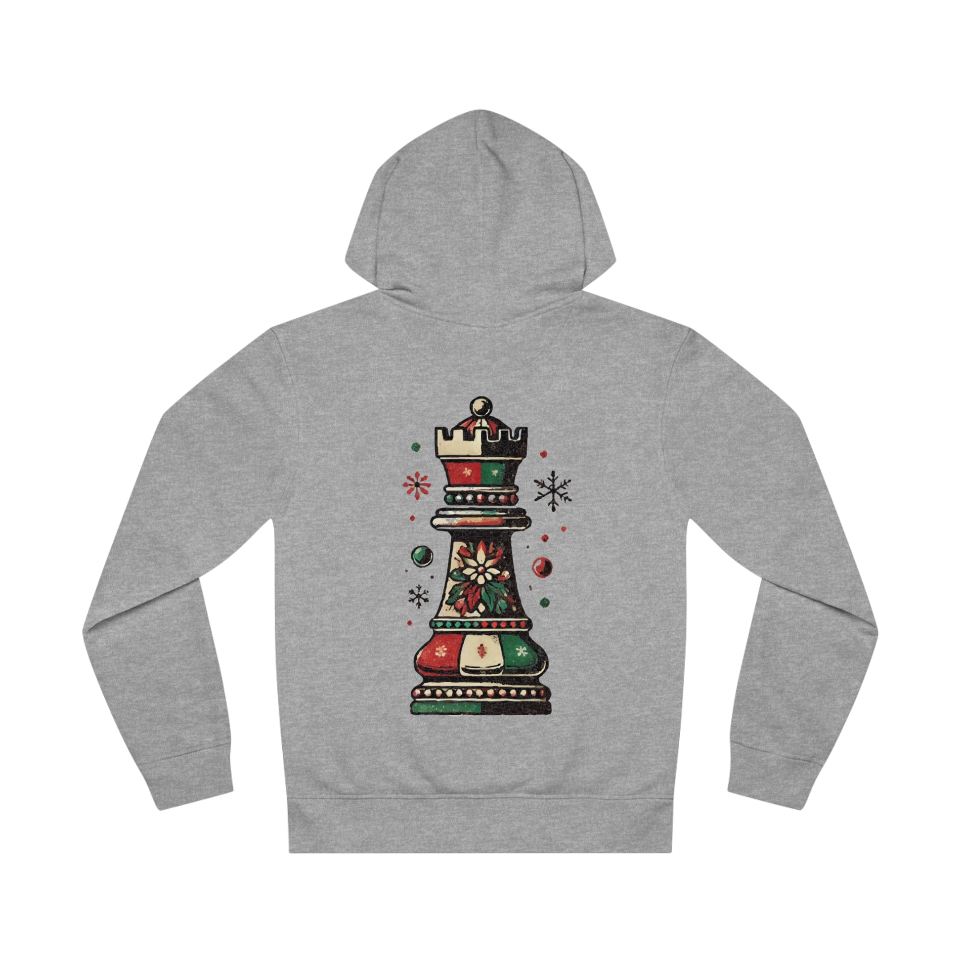 Unisex Drummer Hoodie con Torre de Ajedrez Vintage Navideña   Hoodie